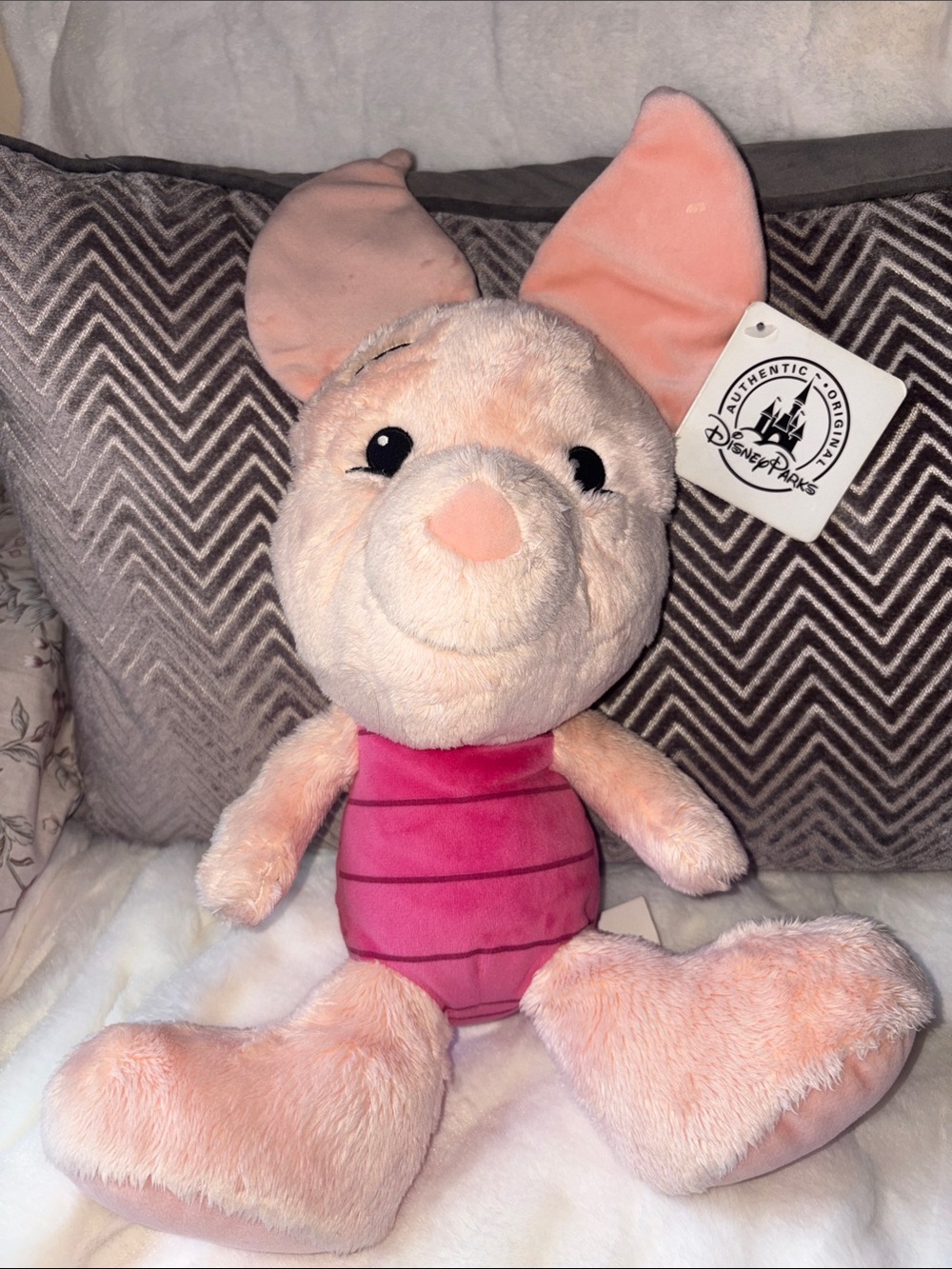 Disney Pink Piglet Plush with Magenta Striped Body NWT